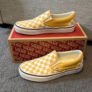 Yellow Checked Slip-On Vans